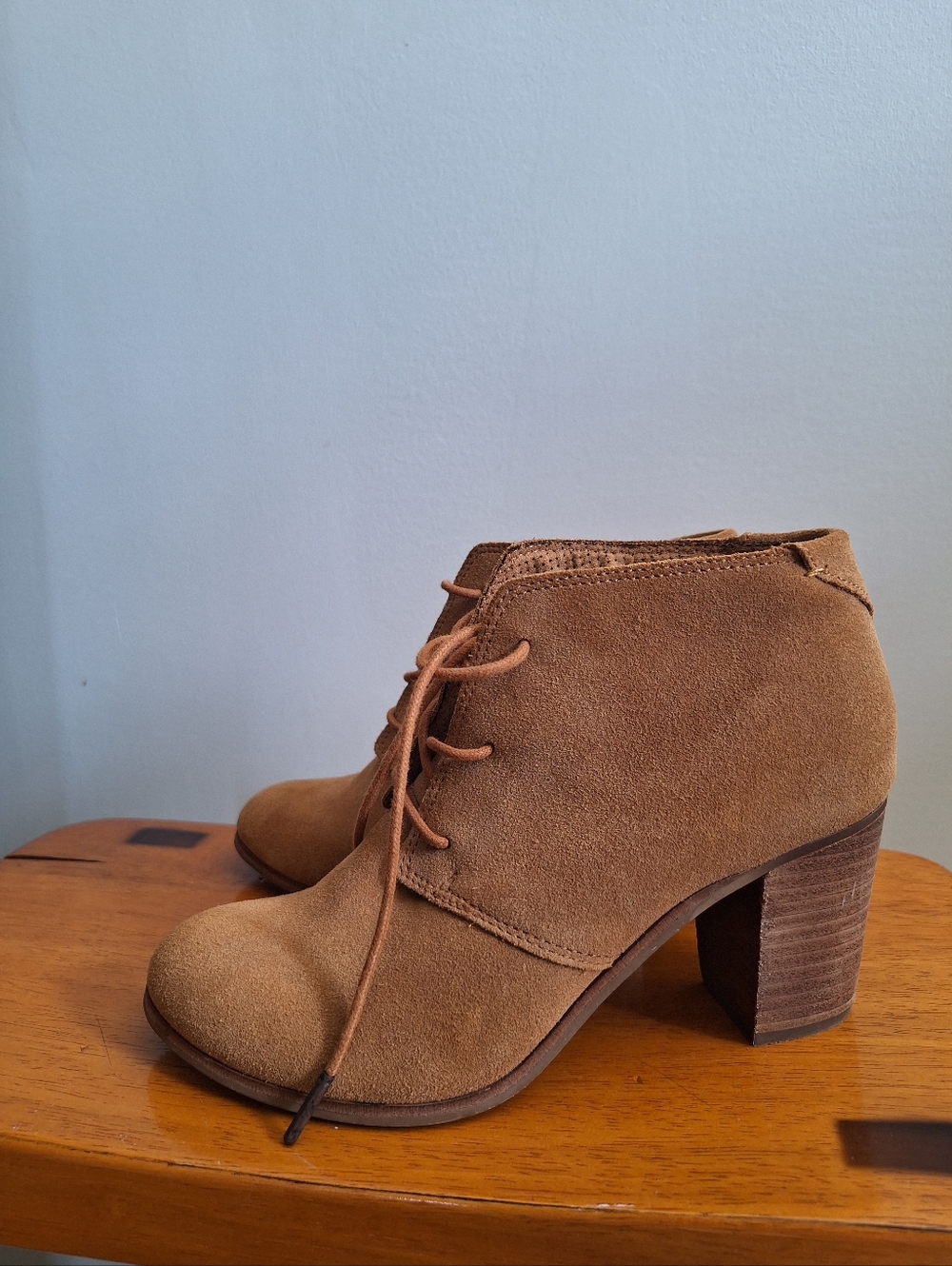 TOMS for Women Lunata Suede Lace-Up Heeled Booties Size 8.5W